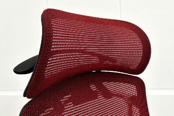 オカムラ コンテッサチェア 中古 エクストラハイバック 大型ヘッドレスト Contessa 中古オフィス家具 レッドの画像