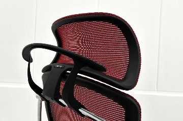 オカムラ コンテッサチェア 中古 エクストラハイバック 大型ヘッドレスト Contessa 中古オフィス家具 レッドの画像