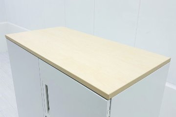 コクヨ エディア 両開き書庫 中古 下置き 天板付き ホワイト スチールキャビネット 収納家具 中古オフィス家具 900/450/1265の画像
