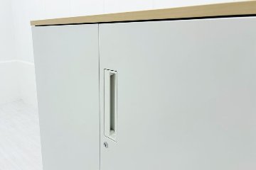 コクヨ エディア 両開き書庫 中古 下置き 天板付き ホワイト スチールキャビネット 収納家具 中古オフィス家具 900/450/1265の画像