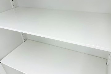 コクヨ エディア 両開き書庫 中古 下置き 天板付き ホワイト スチールキャビネット 収納家具 中古オフィス家具 900/450/1265の画像