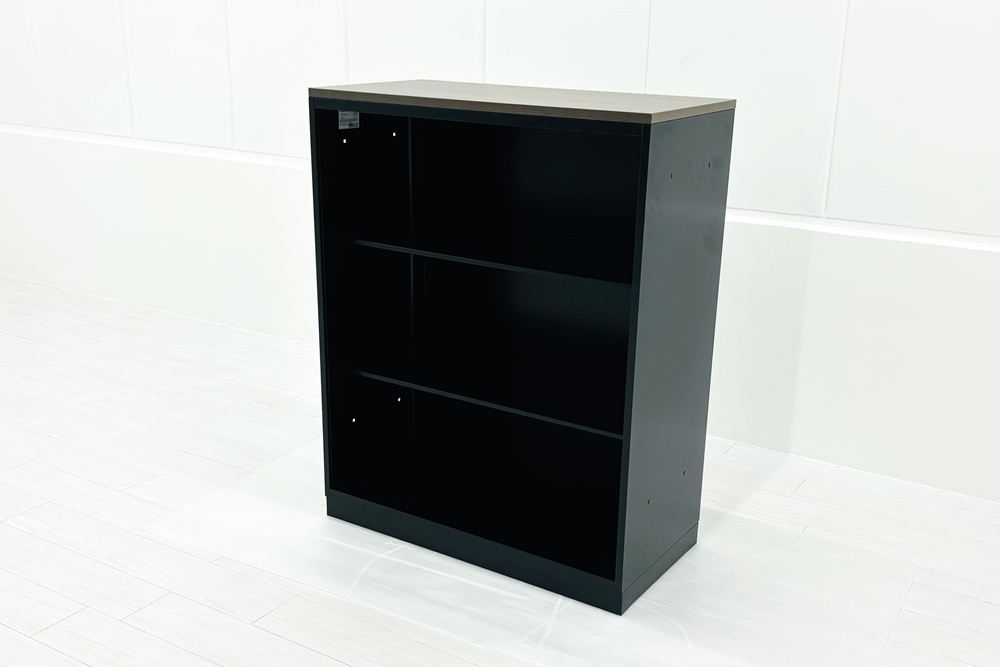 オープン書庫 スチール書庫 コクヨ エディア 中古 キャビネット 収納家具 中古オフィス家具 ブラック 900/450/1130の画像