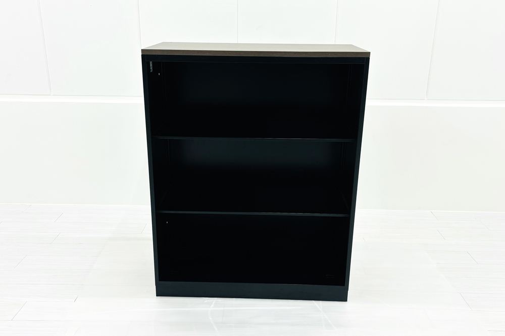 オープン書庫 スチール書庫 コクヨ エディア 中古 キャビネット 収納家具 中古オフィス家具 ブラック 900/450/1130の画像