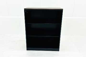 オープン書庫 スチール書庫 コクヨ エディア 中古 キャビネット 収納家具 中古オフィス家具 ブラック 900/450/1130の画像