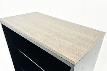オープン書庫 スチール書庫 コクヨ エディア 中古 キャビネット 収納家具 中古オフィス家具 ブラック 900/450/1130の画像
