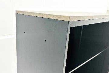 オープン書庫 スチール書庫 コクヨ エディア 中古 キャビネット 収納家具 中古オフィス家具 ブラック 900/450/1130の画像
