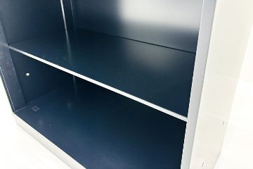オープン書庫 スチール書庫 コクヨ エディア 中古 キャビネット 収納家具 中古オフィス家具 ブラック 900/450/1130の画像