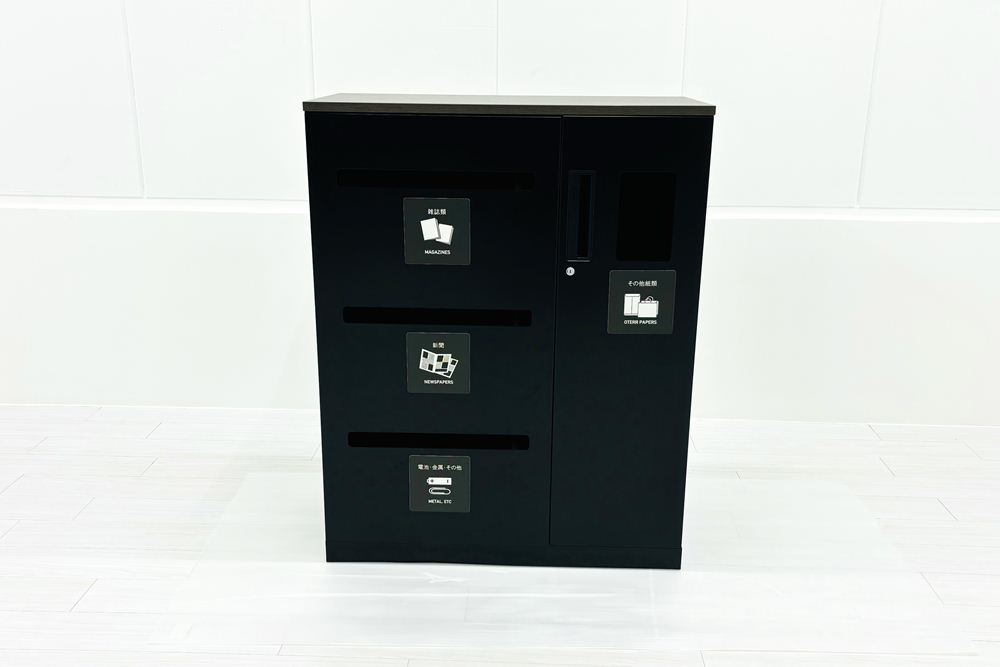 リサイクルユニット スチール書庫 コクヨ エディア トラッシュユニット ゴミ箱 中古オフィス家具 ブラック 900/450/1130の画像