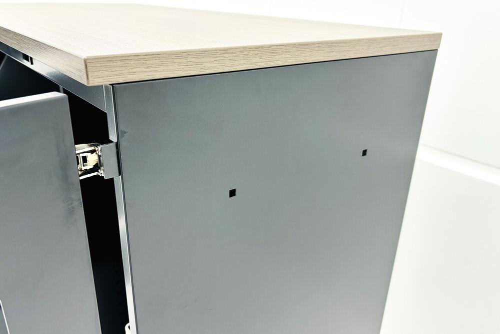 リサイクルユニット スチール書庫 コクヨ エディア トラッシュユニット ゴミ箱 中古オフィス家具 ブラック 900/450/1130の画像