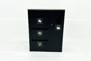 リサイクルユニット スチール書庫 コクヨ エディア トラッシュユニット ゴミ箱 中古オフィス家具 ブラック 900/450/1130の画像