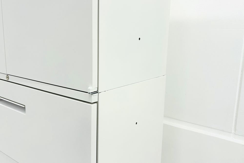 【上下セット】 イナバ TF 481332 中古 ラテラル書庫 3段両開き スチール書庫 キャビネット収納 中古オフィス家具 幅900 900/450/2150の画像