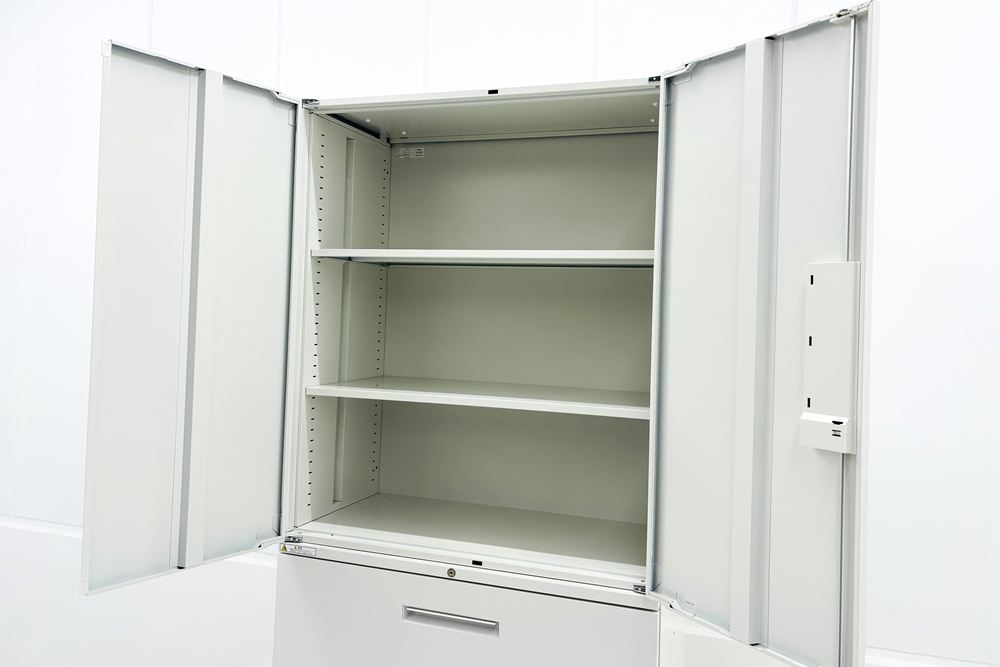 【上下セット】 イナバ TF 481332 中古 ラテラル書庫 3段両開き スチール書庫 キャビネット収納 中古オフィス家具 幅900 900/450/2150の画像