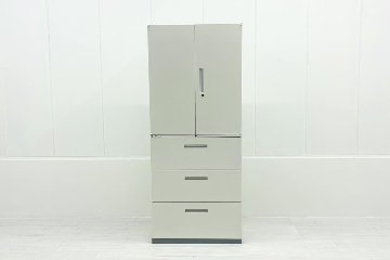 【上下セット】 イナバ TF 481332 中古 ラテラル書庫 3段両開き スチール書庫 キャビネット収納 中古オフィス家具 幅900 900/450/2150の画像