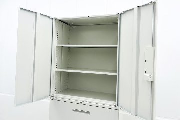 【上下セット】 イナバ TF 481332 中古 ラテラル書庫 3段両開き スチール書庫 キャビネット収納 中古オフィス家具 幅900 900/450/2150の画像