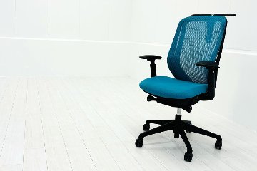 オカムラ シルフィーチェア 中古 ハイバック 可動肘 ハンガー付き OKAMURA Sylphy 中古オフィス家具 ブルーグリーンの画像
