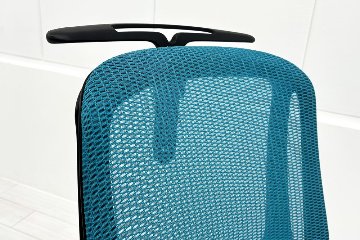 オカムラ シルフィーチェア 中古 ハイバック 可動肘 ハンガー付き OKAMURA Sylphy 中古オフィス家具 ブルーグリーンの画像