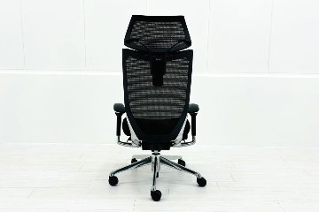 バロンチェア 中古 オカムラ エクストラハイバック 座クッション 可動肘 高機能チェア 中古オフィス家具 可動ヘッドレスト ブラックの画像