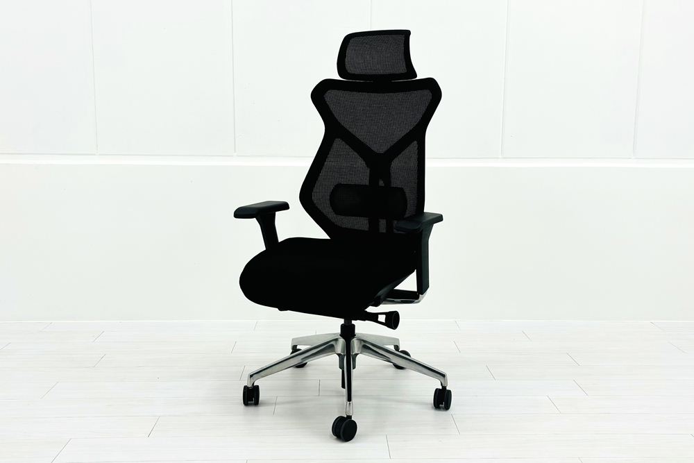 イトーキ Sequa(セクア)シリーズ 2018年製 中古 エクストラハイバック 事務椅子 ITOKI 中古オフィス家具 ブラックの画像