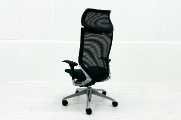 オカムラ バロンチェア 中古 2022年製 Baron エクストラハイバック 可動肘 中古オフィス家具 固定ヘッドレスト ダークグリーンの画像