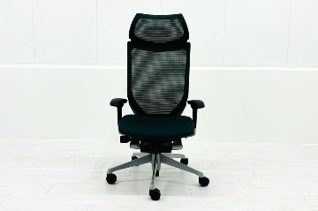 オカムラ バロンチェア 中古 2022年製 Baron エクストラハイバック 可動肘 中古オフィス家具 固定ヘッドレスト ダークグリーンの画像