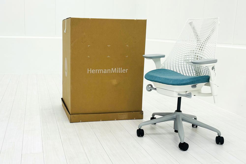 【未開封未使用品】 ハーマンミラー セイルチェア ミドルバック 中古 Herman Miller 中古オフィス家具 フルアジャスタブルアーム ランバーサポート ピーコックの画像