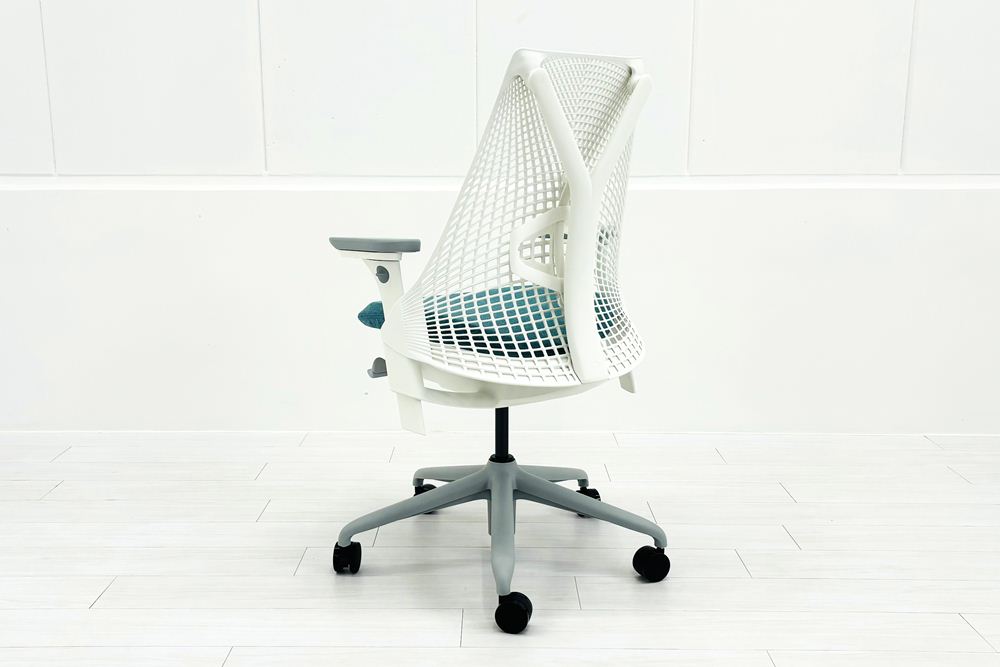 【未開封未使用品】 ハーマンミラー セイルチェア ミドルバック 中古 Herman Miller 中古オフィス家具 フルアジャスタブルアーム ランバーサポート ピーコックの画像
