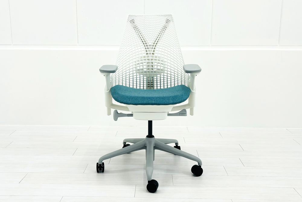 【未開封未使用品】 ハーマンミラー セイルチェア ミドルバック 中古 Herman Miller 中古オフィス家具 フルアジャスタブルアーム ランバーサポート ピーコックの画像