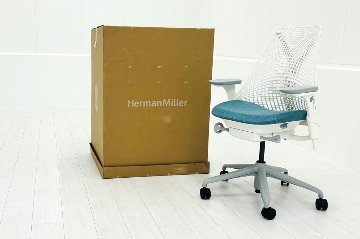 【未開封未使用品】 ハーマンミラー セイルチェア ミドルバック 中古 Herman Miller 中古オフィス家具 フルアジャスタブルアーム ランバーサポート ピーコックの画像