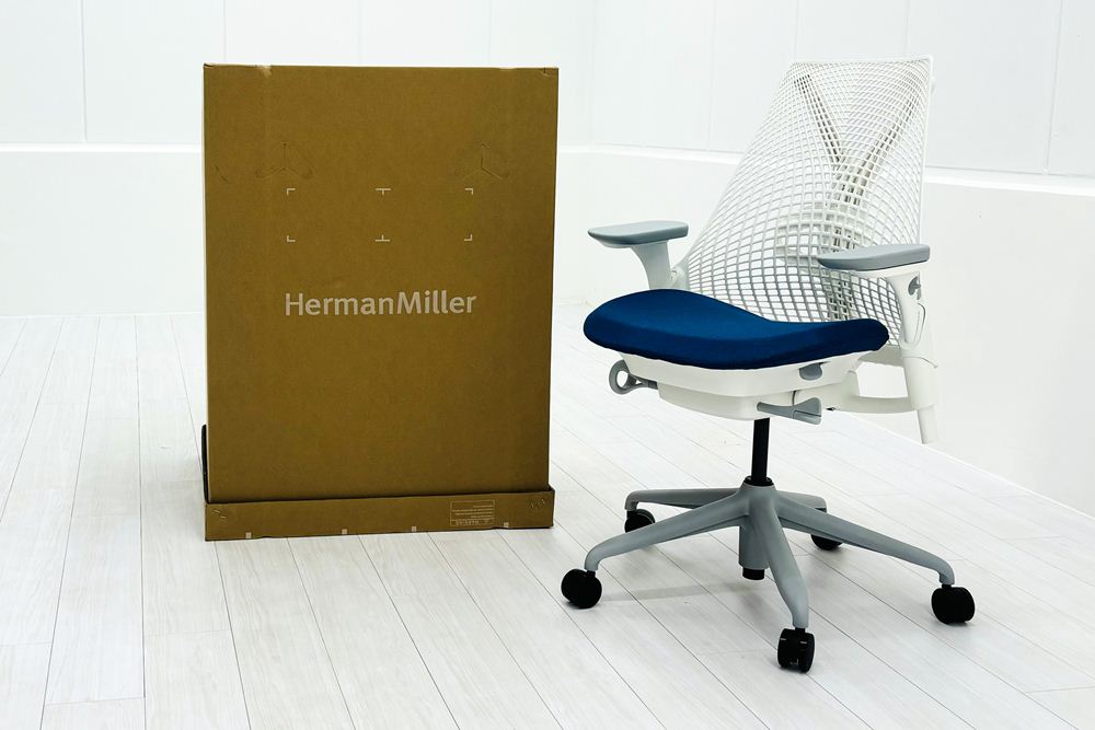 【未開封未使用品】 ハーマンミラー セイルチェア ミドルバック 中古 Herman Miller 中古オフィス家具 フルアジャスタブルアーム ランバーサポート ブルーグロットの画像