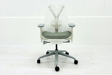 【未開封未使用品】 ハーマンミラー セイルチェア ミドルバック 中古 Herman Miller SAYL Chair 中古オフィス家具 フルアジャスタブルアーム ランバーサポート フェザーグレーの画像