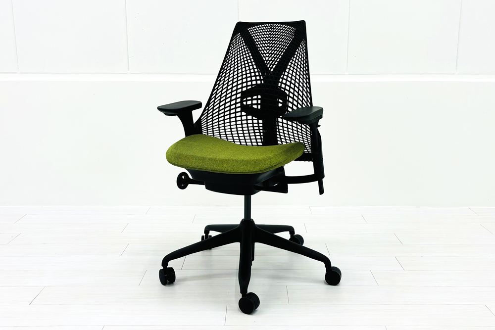 【未開封未使用品】 ハーマンミラー セイルチェア ミドルバック 中古 Herman Miller SAYL Chair 中古オフィス家具 フルアジャスタブルアーム ランバーサポート ローデンの画像