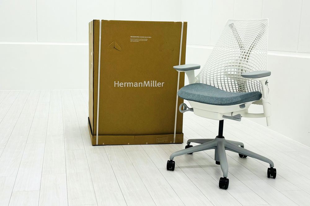 【未開封未使用品】 ハーマンミラー セイルチェア ミドルバック 中古 Herman Miller SAYL Chair 中古オフィス家具 フルアジャスタブルアーム ランバーサポート バイユーの画像
