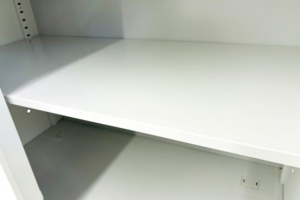 ハイパーストレージ 引き違い書庫 スチール書庫 スライド書庫 中古 内田洋行 中古オフィス家具 ホワイト 800/450/1130の画像