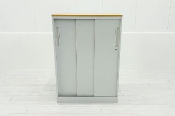 ハイパーストレージ 引き違い書庫 スチール書庫 スライド書庫 中古 内田洋行 中古オフィス家具 ホワイト 800/450/1130の画像