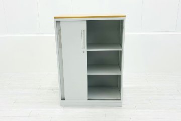 ハイパーストレージ 引き違い書庫 スチール書庫 スライド書庫 中古 内田洋行 中古オフィス家具 ホワイト 800/450/1130の画像