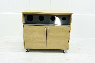 オカムラ トラッシュユニット ダストボックス 中古 キャスター付き ゴミ箱 ごみ箱 中古オフィス家具 メープル 1000/480/900の画像