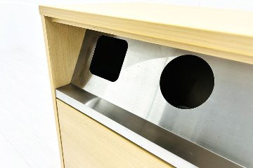 オカムラ トラッシュユニット ダストボックス 中古 キャスター付き ゴミ箱 ごみ箱 中古オフィス家具 メープル 1000/480/900の画像