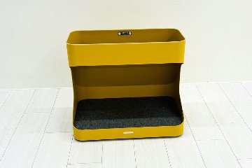 オカムラ ライブス ワークテーブル ワゴンセット(イエロー) 中古 フリーアドレス Lives Work Table 中古オフィス家具 4800/1400/720の画像
