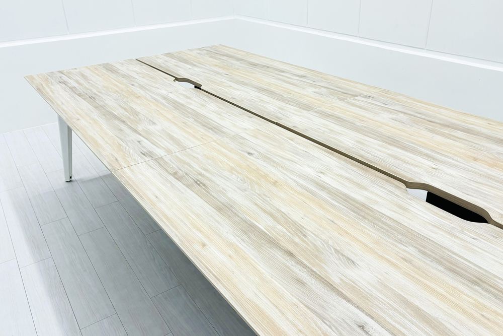 オカムラ ライブス ワークテーブル ワゴンセット(オレンジレッド) 中古 フリーアドレス Lives Work Table 中古オフィス家具 4800/1400/720の画像