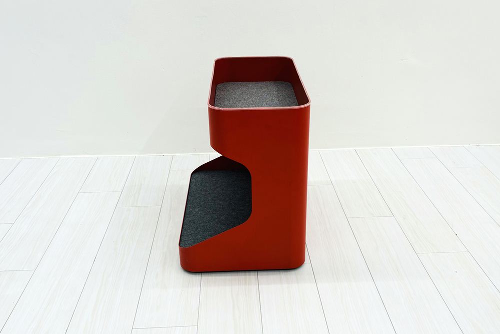 オカムラ ライブス ワークテーブル ワゴンセット(オレンジレッド) 中古 フリーアドレス Lives Work Table 中古オフィス家具 4800/1400/720の画像