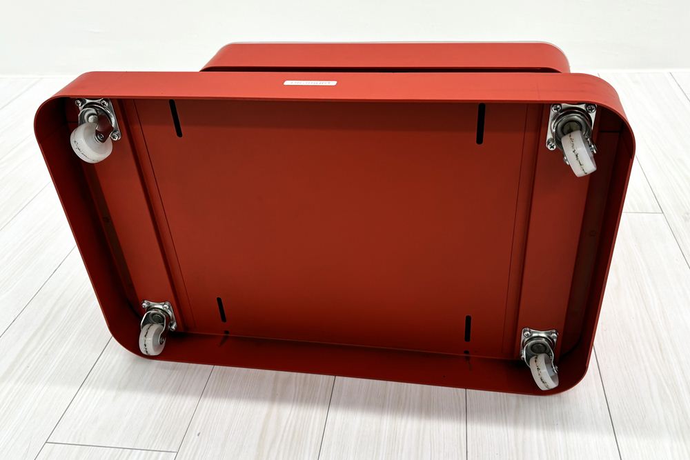 オカムラ ライブス ワークテーブル ワゴンセット(オレンジレッド) 中古 フリーアドレス Lives Work Table 中古オフィス家具 4800/1400/720の画像