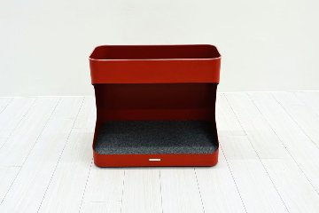 オカムラ ライブス ワークテーブル ワゴンセット(オレンジレッド) 中古 フリーアドレス Lives Work Table 中古オフィス家具 4800/1400/720の画像