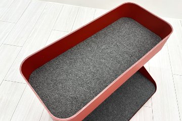 オカムラ ライブス ワークテーブル ワゴンセット(オレンジレッド) 中古 フリーアドレス Lives Work Table 中古オフィス家具 4800/1400/720の画像