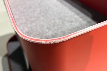 オカムラ ライブス ワークテーブル ワゴンセット(オレンジレッド) 中古 フリーアドレス Lives Work Table 中古オフィス家具 4800/1400/720の画像