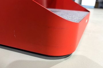 オカムラ ライブス ワークテーブル ワゴンセット(オレンジレッド) 中古 フリーアドレス Lives Work Table 中古オフィス家具 4800/1400/720の画像