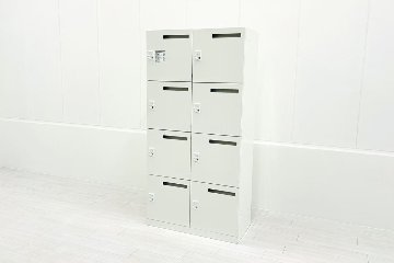 オカムラ 8人用ロッカー 中古 モバイルロッカー メール投函口 中古オフィス家具 900/450/1810 ホワイト ダイヤル錠の画像