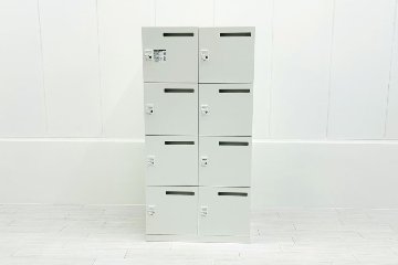オカムラ 8人用ロッカー 中古 モバイルロッカー メール投函口 中古オフィス家具 900/450/1810 ホワイト ダイヤル錠の画像