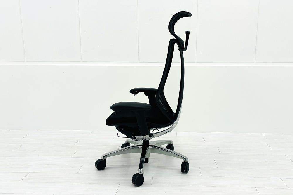 オカムラ サブリナチェア 中古 スマートオペレーション ヘッドレスト 中古オフィス家具 ブラック Sabrina Smart Operationの画像