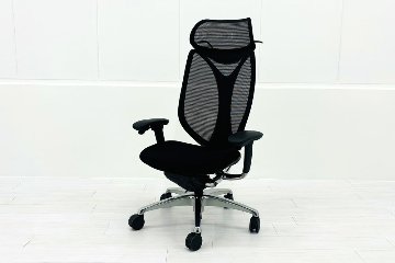 オカムラ サブリナチェア 中古 スマートオペレーション ヘッドレスト 中古オフィス家具 ブラック Sabrina Smart Operationの画像
