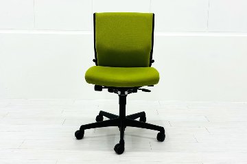 エスクードチェア オカムラ 中古 ローバック 肘無 事務椅子 オフィスチェア 中古オフィス家具 イエローグリーンの画像